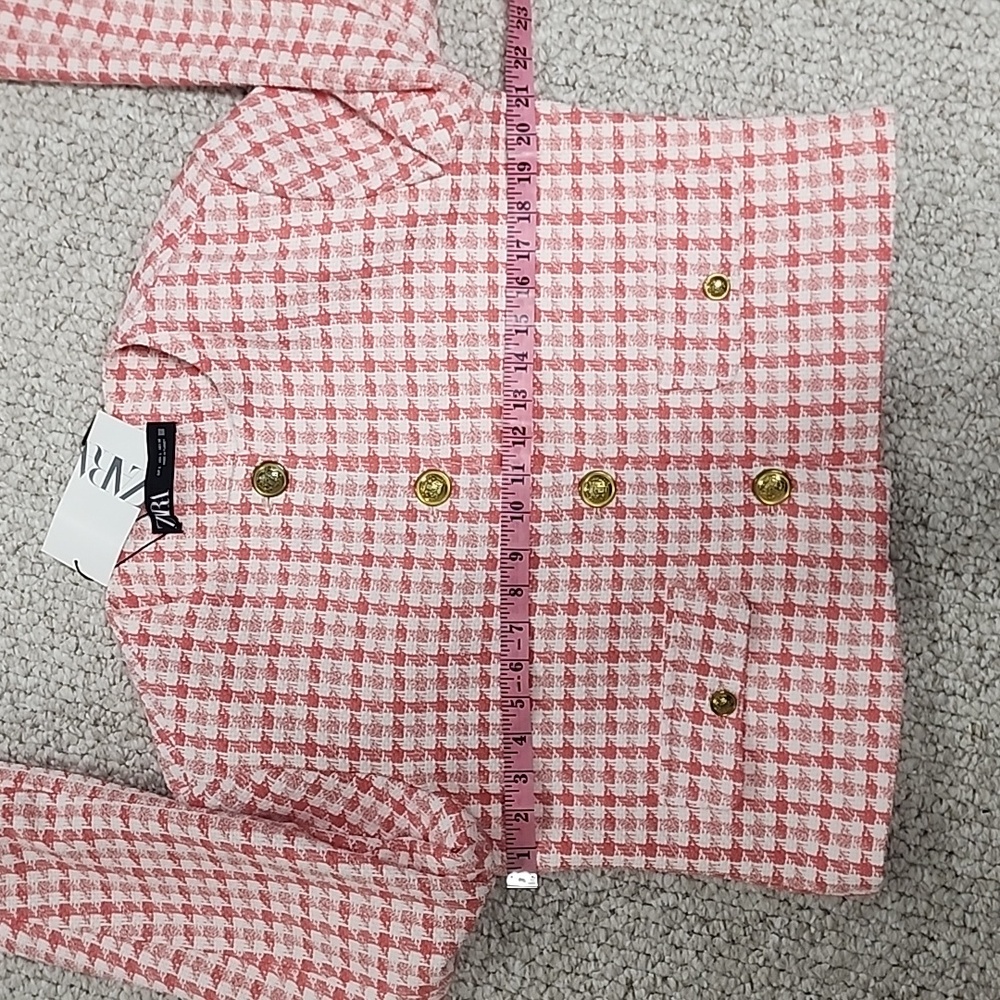 ZARA Houndstooth Tweed Crop Blazer - Picture 10 of 17